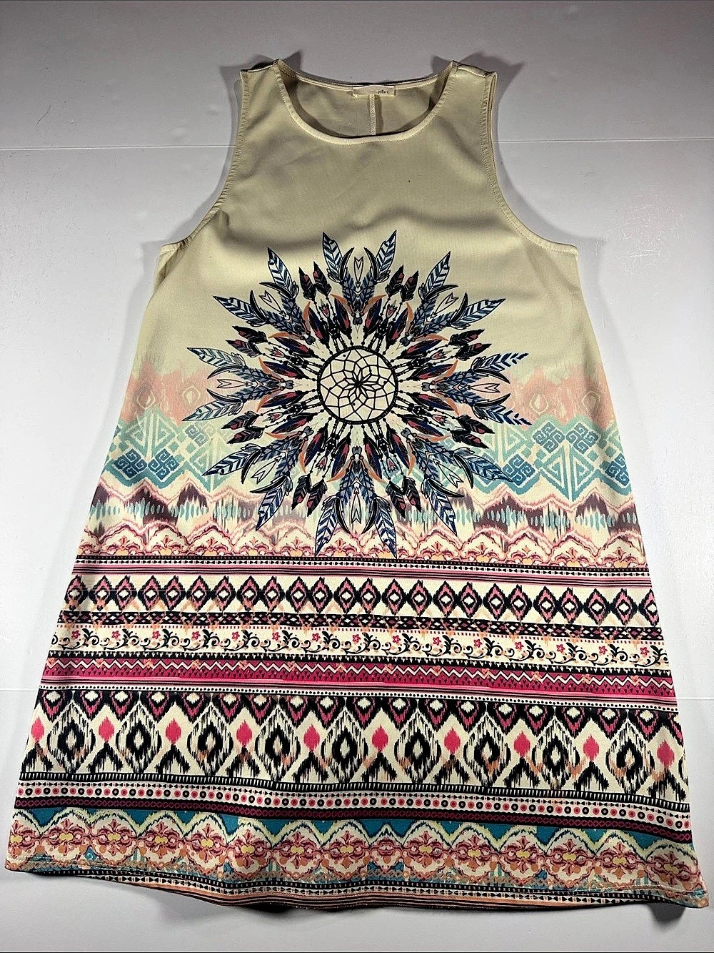 jella c. Geometric Mini Dress in Cream Size Large